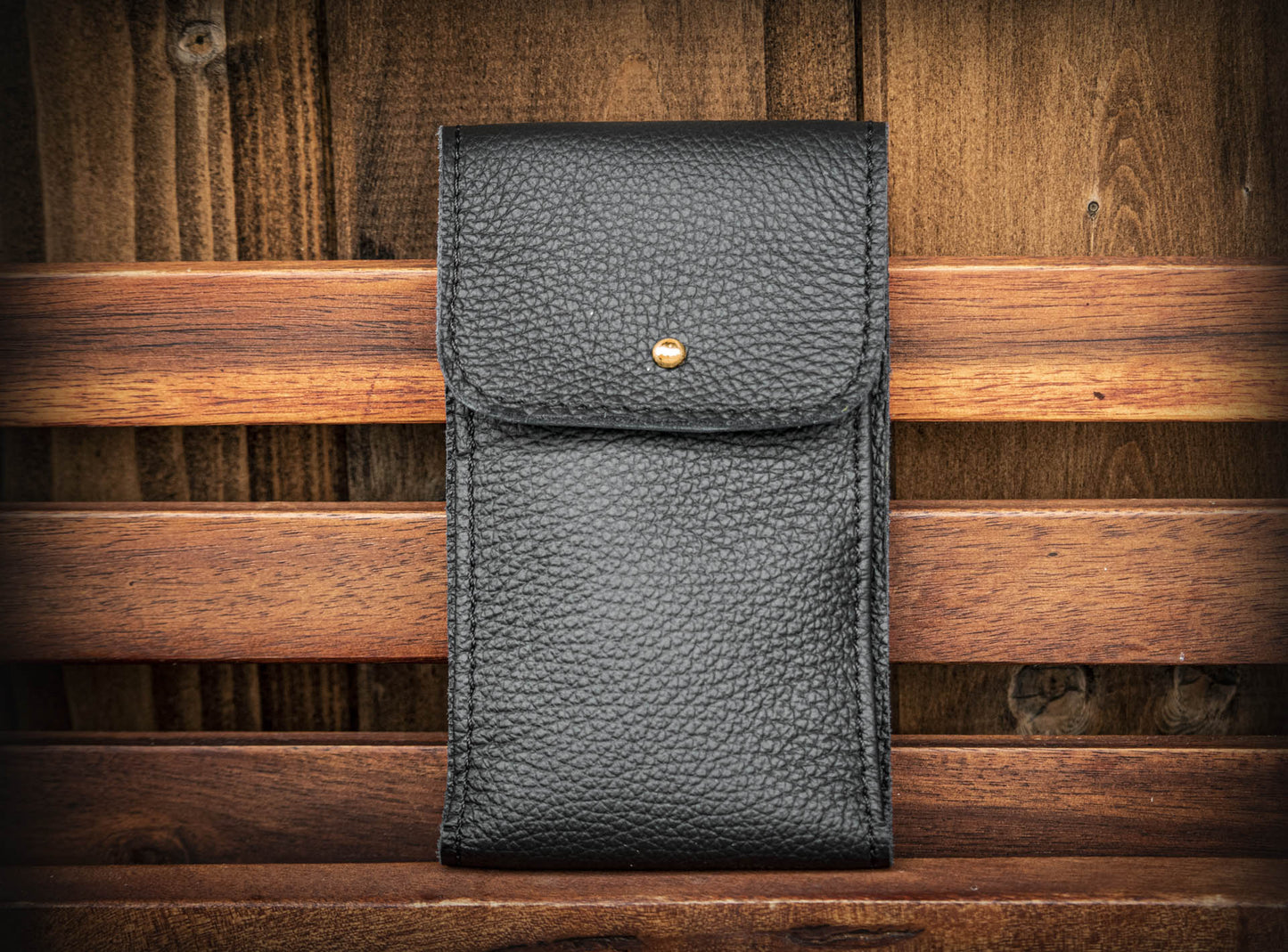 Enoksen Deerskin Single Leather Pouch - Black & Bronze