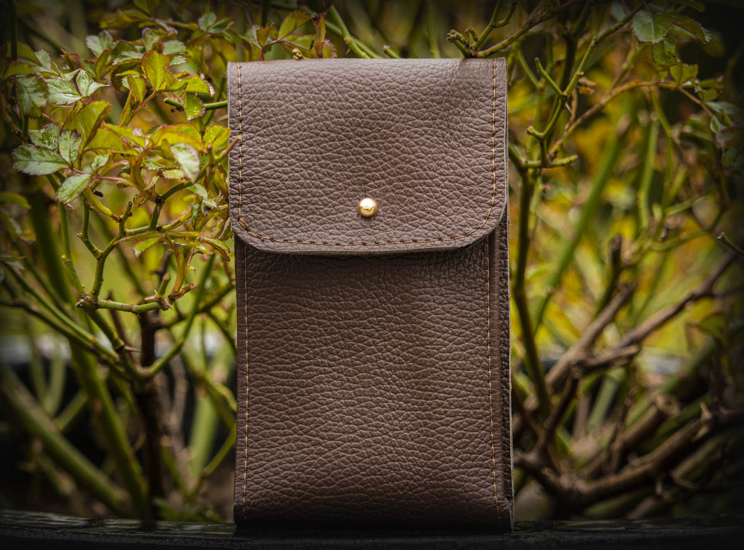 Enoksen Deerskin Single Leather Pouch - Brown & Bronze