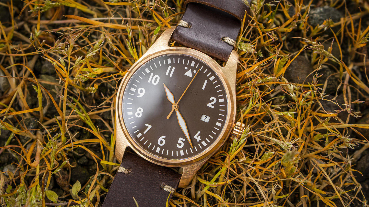 Enoksen 'Fly' E03/G Bronze Brown Swiss Edition - Mechanical Pilot's Watch - 39mm