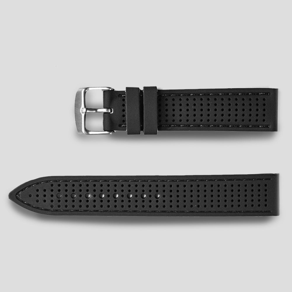 Enoksen Perforated Two Piece Rubber Strap - Black (18, 20, 22 & 24mm)