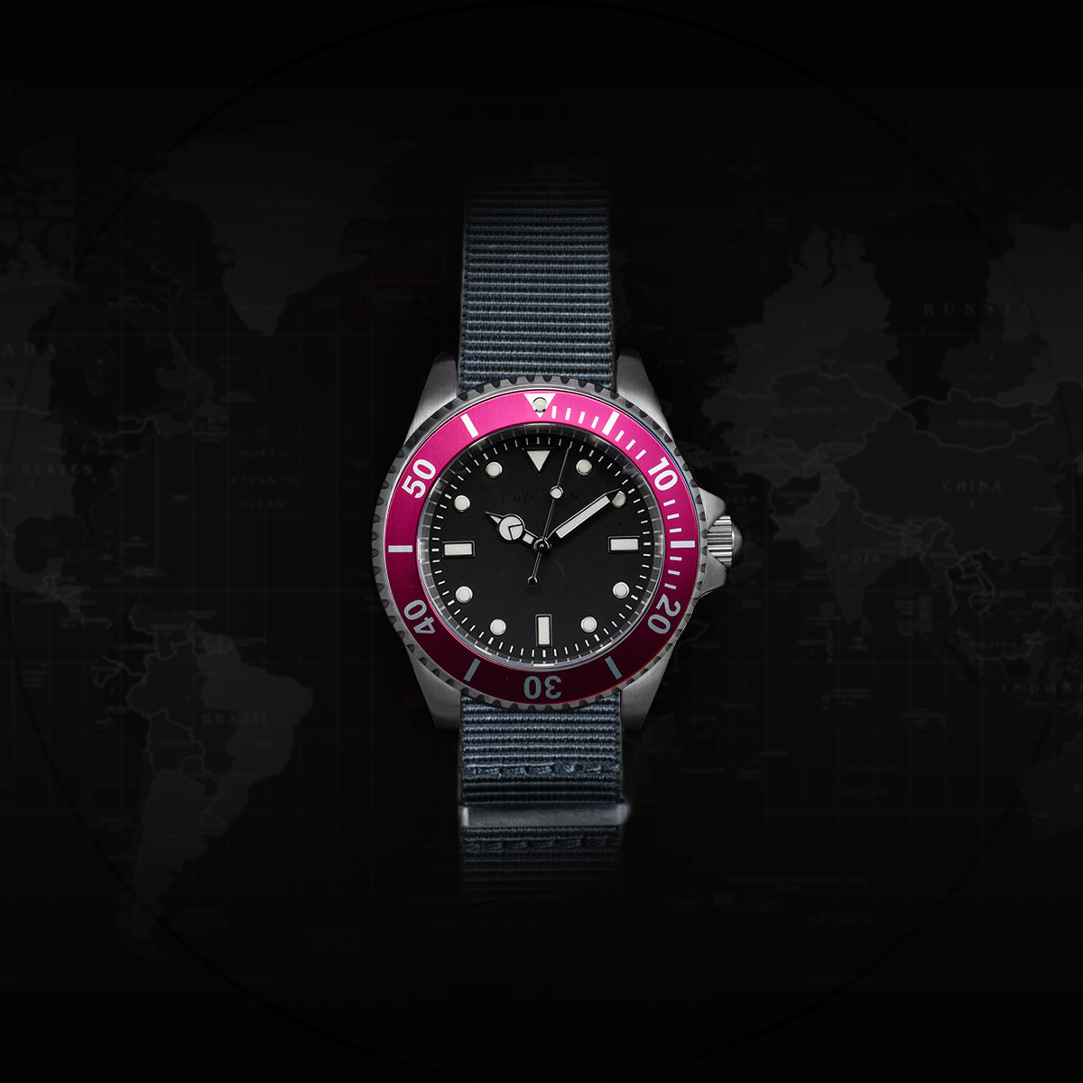 Enoksen 'Dive' E02/H Pink - Hybrid Diver's Watch - 41mm