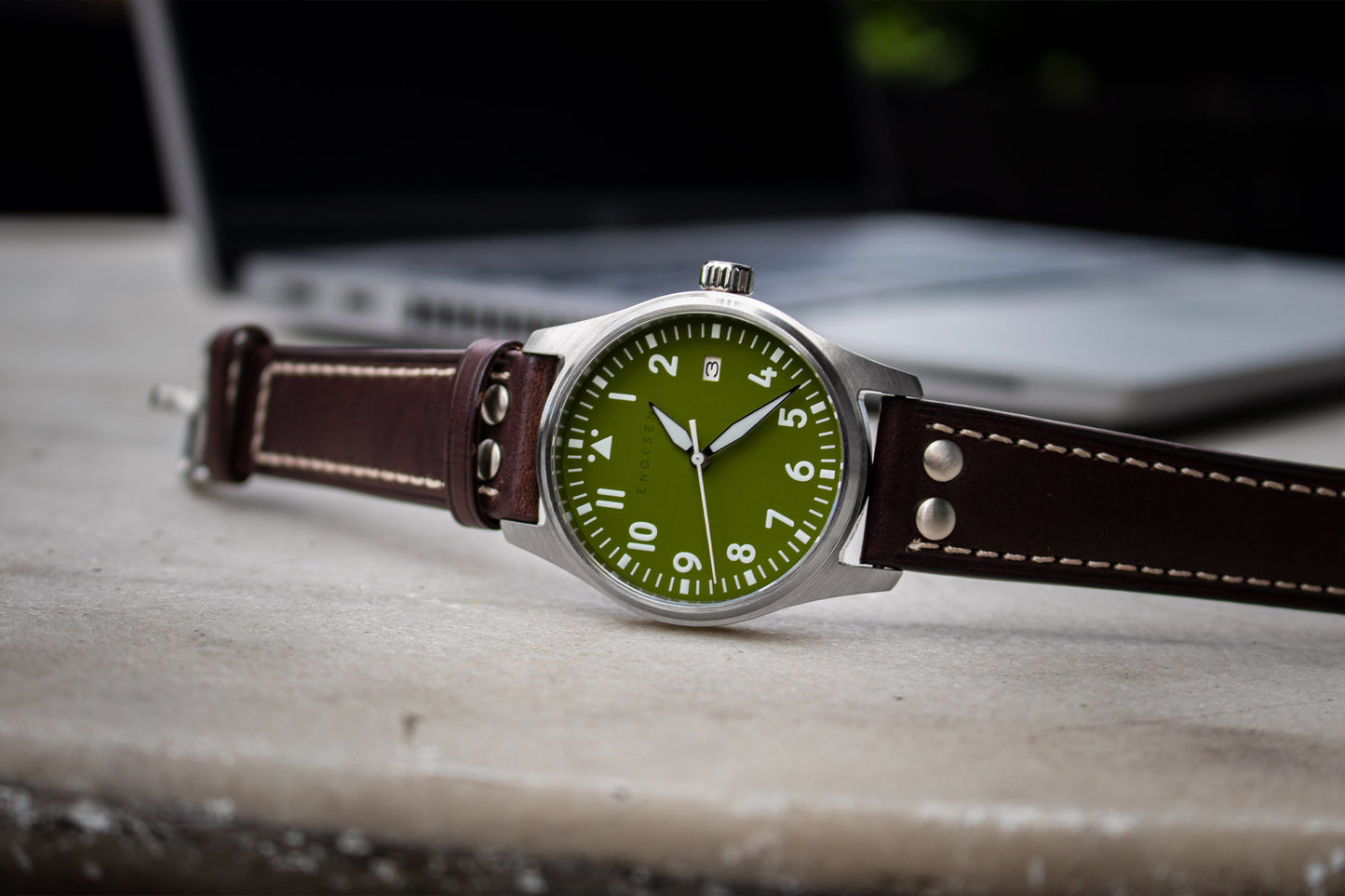 Enoksen 'Fly' E03/E Green - Mechanical Pilot's Watch - 39mm