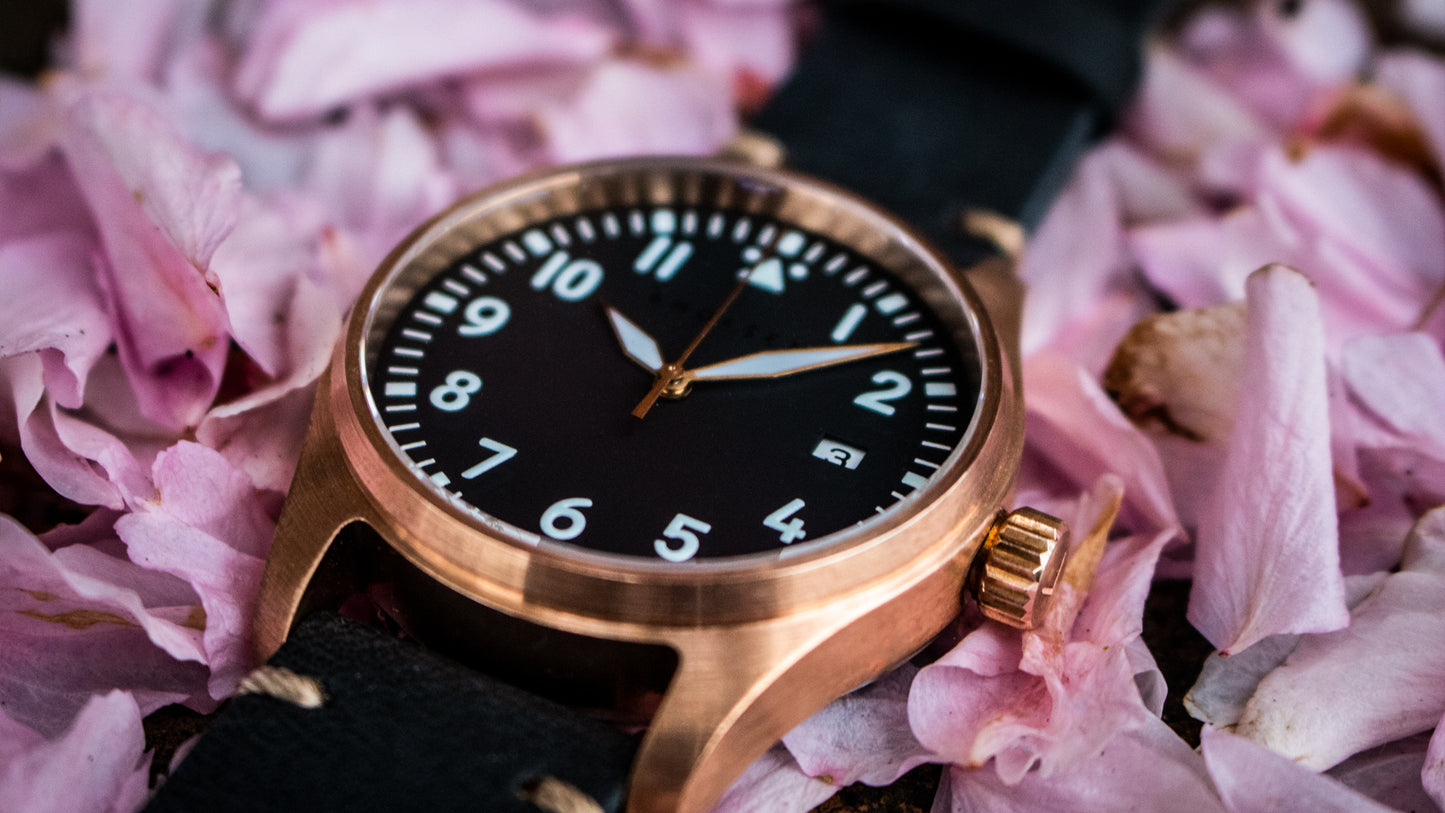 Enoksen 'Fly' E03/G Bronze Black Swiss Edition - Mechanical Pilot's Watch - 39mm