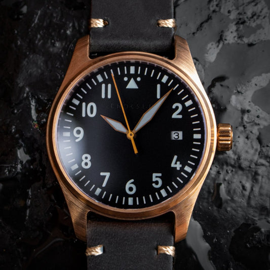 Enoksen 'Fly' E03/G Bronze Black Swiss Edition - Mechanical Pilot's Watch - 39mm