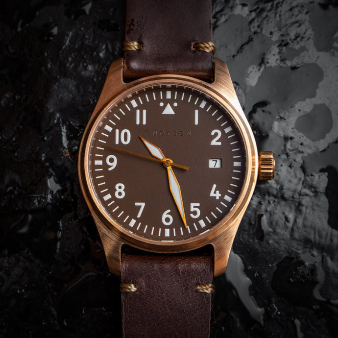 Enoksen 'Fly' E03/G Bronze Brown Swiss Edition - Mechanical Pilot's Watch - 39mm