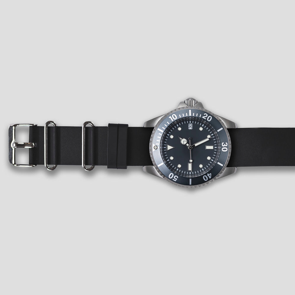 Enoksen G10 NATO Silicone Rubber Watch Strap (20mm) - Black