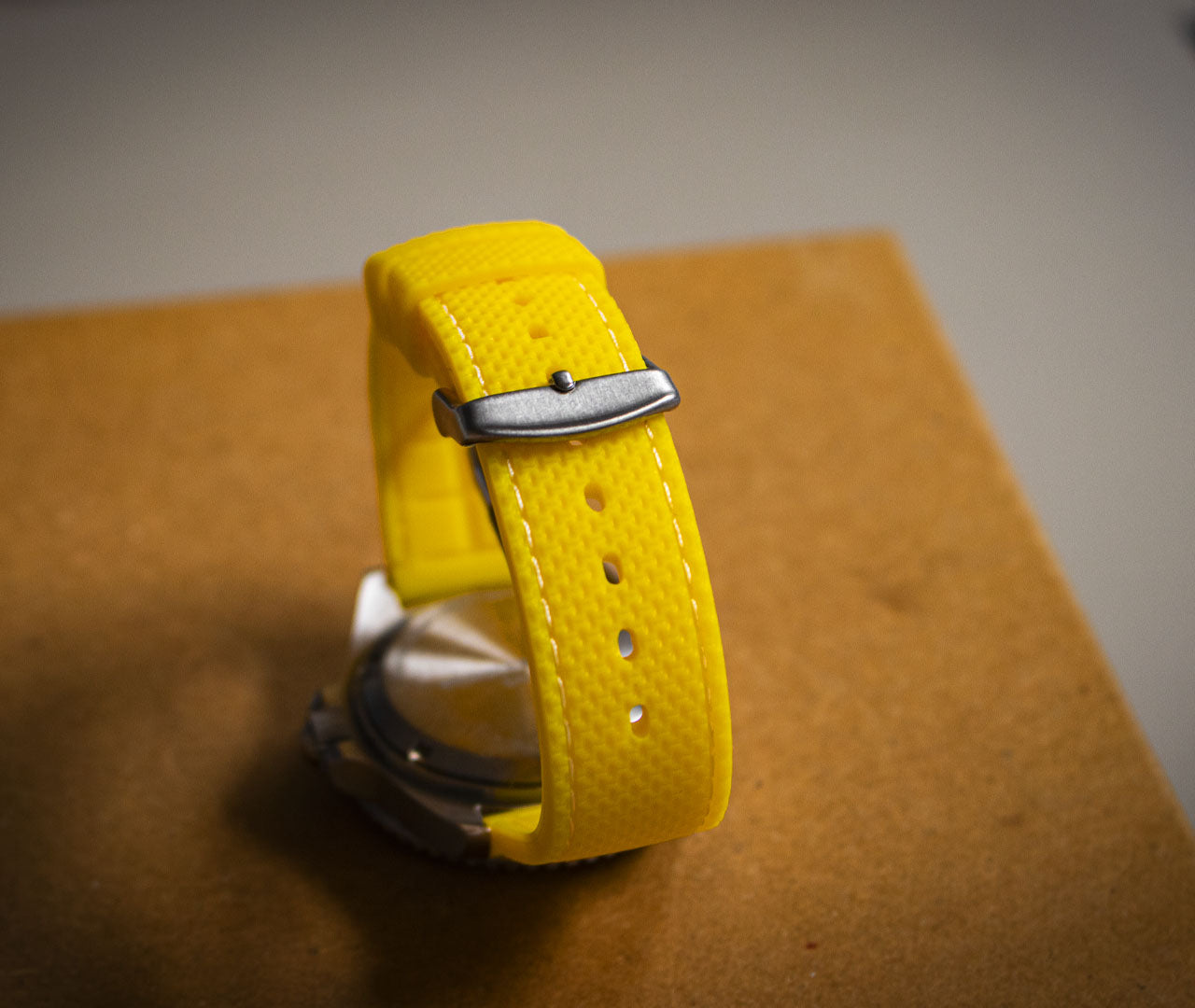 Enoksen Two Piece Retro Rubber Strap - Yellow (18, 20 and 22mm)
