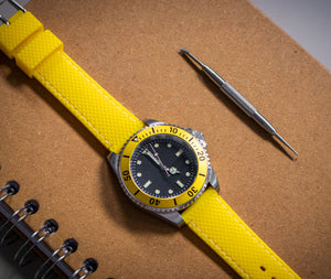 Enoksen Two Piece Retro Rubber Strap - Yellow (18, 20 and 22mm)